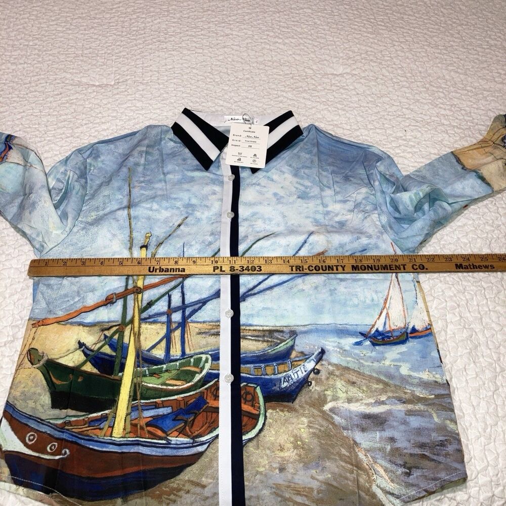 nuo nuo women’s blouse XL nautical button down all over print - Picture 4 of 8